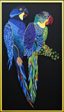Patricia Govezensky- Original Painting on Laser Cut Steel "Two Parrots XII"