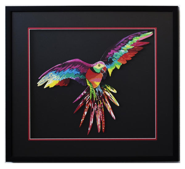 Patricia Govezensky- Original Painting on Laser Cut Steel "Macaw XIII"