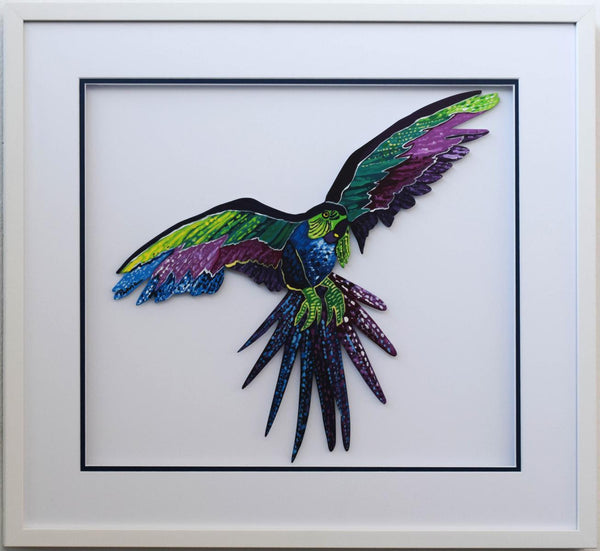 Patricia Govezensky- Original Painting on Laser Cut Steel "Macaw XIX"