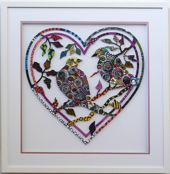 Patricia Govezensky- Original Painting on Laser Cut Steel "Love Birds XVII"