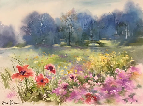 Zina Roitman- Original Watercolor "Poppies"