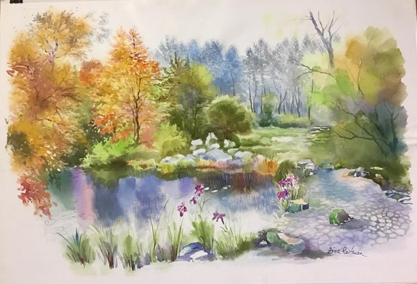Zina Roitman- Original Watercolor "Lake in Autumn"
