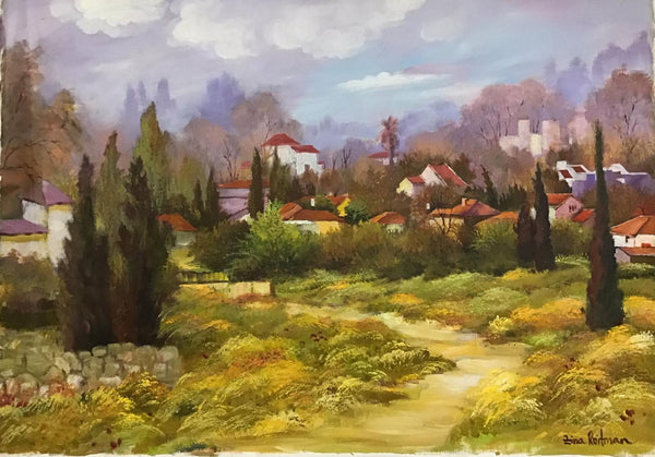 Zina Roitman- Original Oil on Canvas "Village in the Country"