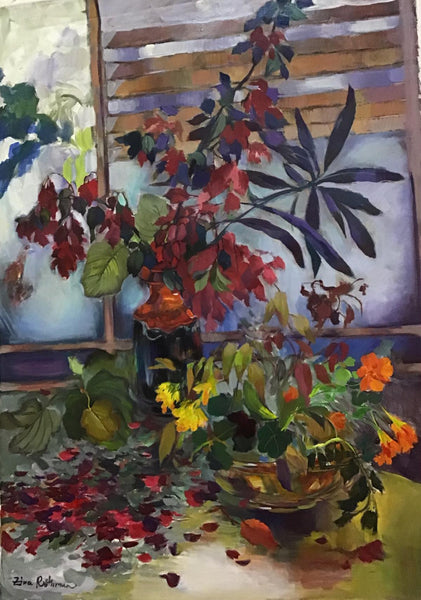 Zina Roitman- Original Oil on Canvas "Vase with flowers"