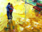Svyatoslav Shyrochuk- Original Oil on Canvas "Hugging in Park"