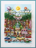 Charles Fazzino- 3D Construction Silkscreen Serigraph "Perfectly Palm Beach"