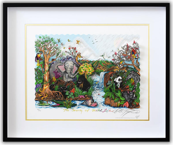 Charles Fazzino- 3D Construction Silkscreen Serigraph "The Serenity Of The Wildlife"