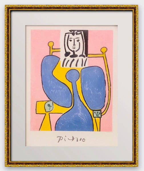 Pablo Picasso- Lithograph on Arches Paper "Femme Assise a la Robe Bleue"