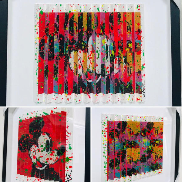 E.M. Zax- One-of-a-kind 3D polymorph mixed media on paper "Mickey"