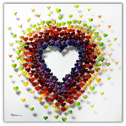 Patricia Govezensky- Original 3D Metal Art on Wood "Heart To Love"