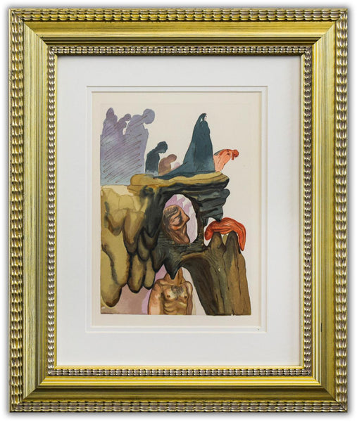 Salvador Dali- Original Color Woodcut on B.F.K. Rives Paper "Inferno 22"