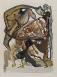 Salvador Dali- Original Color Woodcut on B.F.K. Rives Paper "Inferno 11"