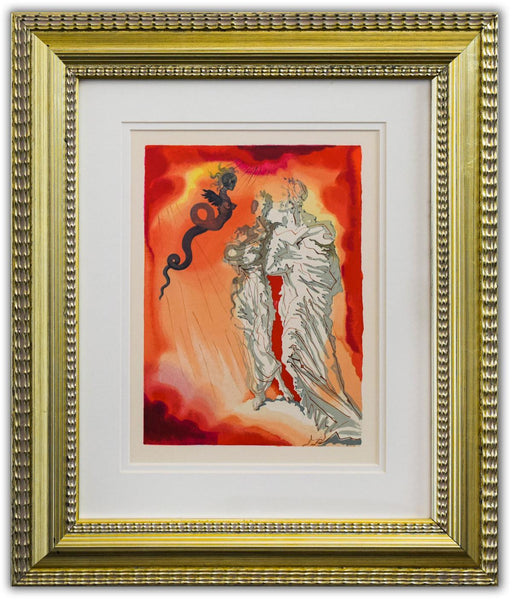 Salvador Dali- Original Color Woodcut on B.F.K. Rives Paper "Inferno 21"