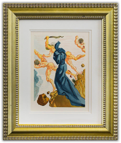 Salvador Dali- Original Color Woodcut on B.F.K. Rives Paper "Inferno 15"