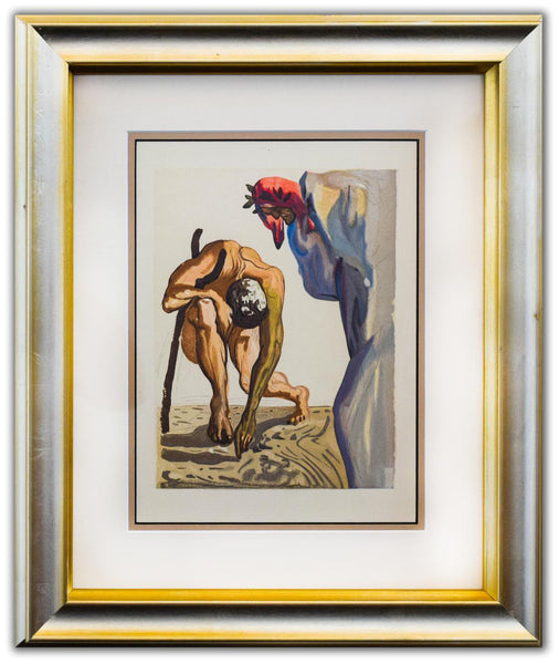 Salvador Dali- Original Color Woodcut on B.F.K. Rives Paper "Purgatory 7"
