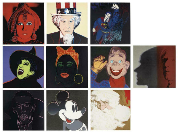 Andy Warhol- 10 Screenprints in colors, (all with diamond dust except Dracula) "Myth"