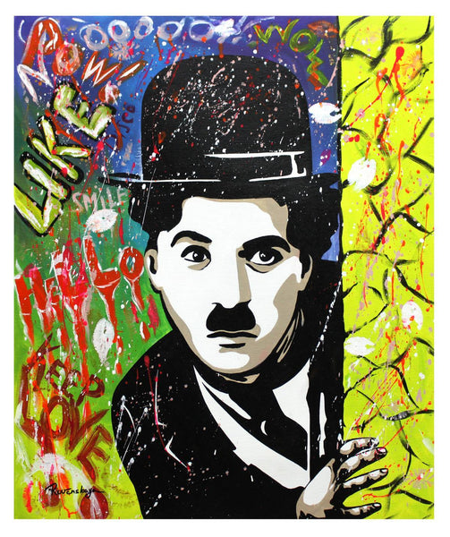 Nastya Rovenskaya- Original Oil on Canvas "Chaplin is a Comedy Star"