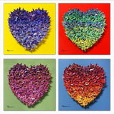 Patricia Govezensky- Original 3D Metal Art on Wood (Set of 4) "Hearts"