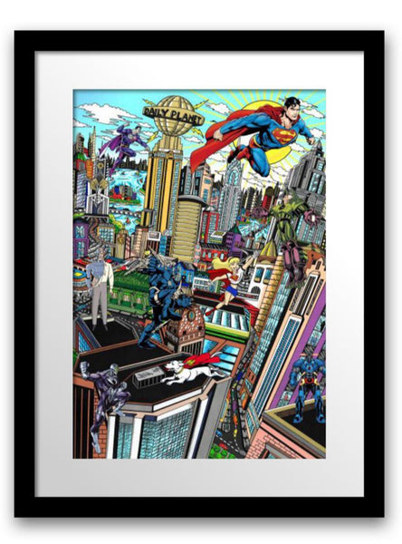 Charles Fazzino- 3D Construction Silkscreen Serigraph "SUPERMAN SAVES THE DAY"