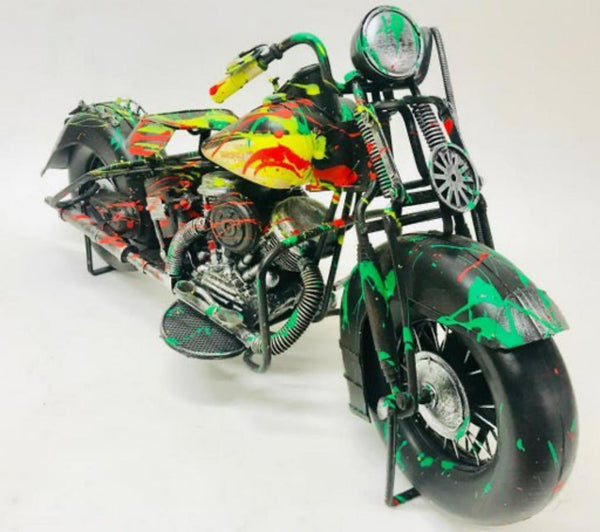 E.M. Zax- Hand Painted metal sculpture  "Harley Davidson"
