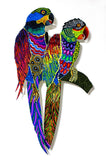 Patricia Govezensky- Original Painting on Laser Cut Steel "Two Parrots XX"