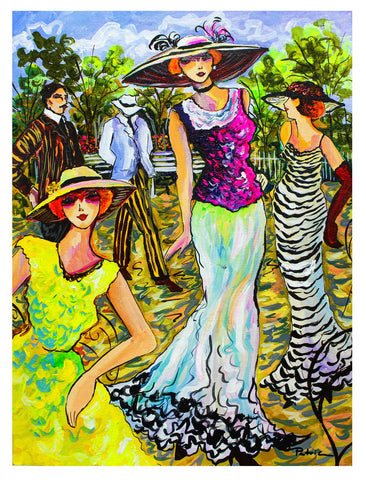 Patricia Govezensky- Original Acrylic on Canvas "Party In Backyard"