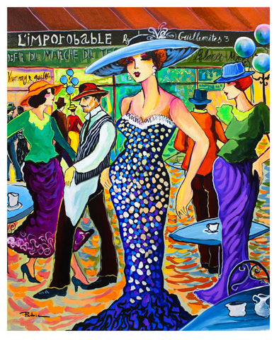 Patricia Govezensky- Original Acrylic on Canvas "Champs-Elysees Café"