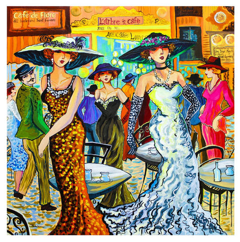 Patricia Govezensky- Original Acrylic on Canvas "Dancing In the coffee shop"