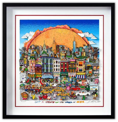 Charles Fazzino- 3D Construction Silkscreen Serigraph "Get A Taste of the World in N.Y.C"