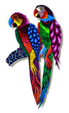 Patricia Govezensky- Original Painting on Laser Cut Steel "Two Parrots XXVI"