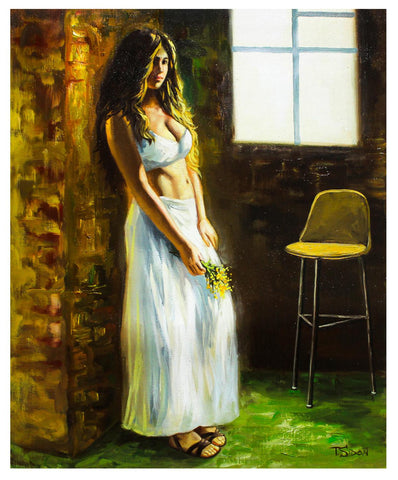 Taras Sidan- Original Oil on Canvas "White Dress"