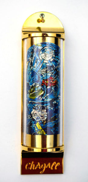 Marc Chagall - Mezuzah - silkscreen on 24K gold plated bronze "12 Tribes Hadassah Windows - Reuben"