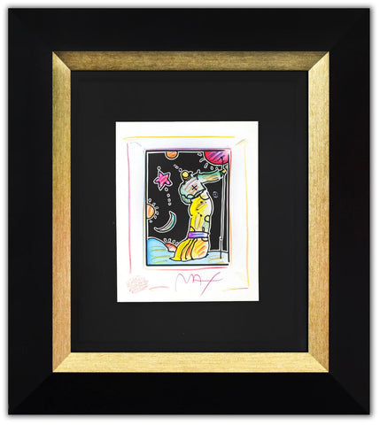 Peter Max- Original Mixed Media with Watercolor and Color Pencil "Sage With Cane III (B&W Series)"