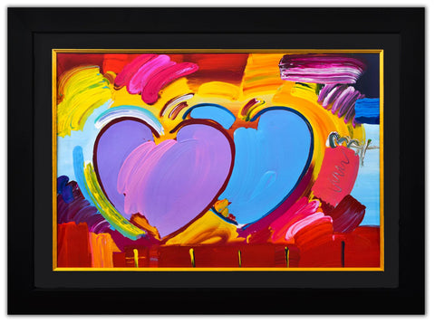 Peter Max- Original Mixed Media "Two Hearts as One"