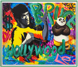Nastya Rovenskaya- Original Mixed Media on Paper "Bruce Lee & Kung Fu Panda"