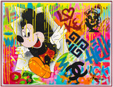 Nastya Rovenskaya- Original Mixed Media on Paper "Surprise by Mickey Mouse"