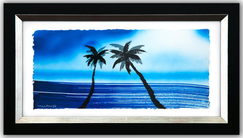 Wyland- Original Watercolor Painting on Deckle Edge Paper "Palms Trees"