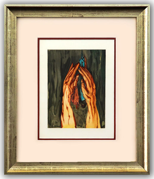Salvador Dali- Original Color Woodcut on B.F.K. Rives Paper "Inferno 16"