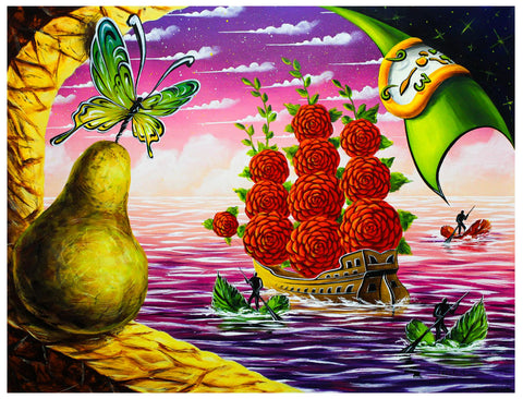 Eugene Poliarush- Original Oil on Canvas "Flower Ship To Heaven"