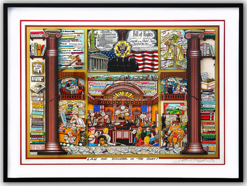 Charles Fazzino- 3D Construction Silkscreen Serigraph "Law and Disorder in the Court!"