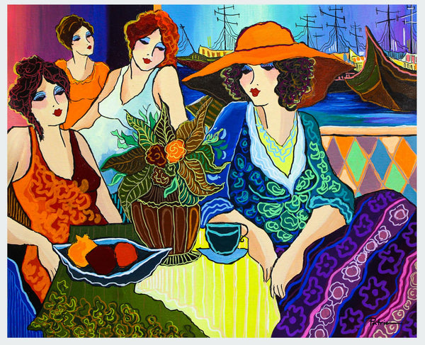 Patricia Govezensky- Original Acrylic on Canvas "Tea Break"
