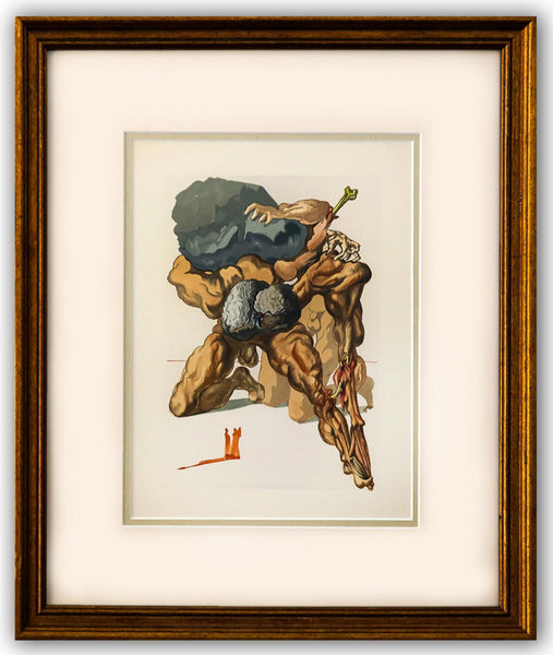 Salvador Dali- Original Color Woodcut on B.F.K. Rives Paper "Inferno 7"