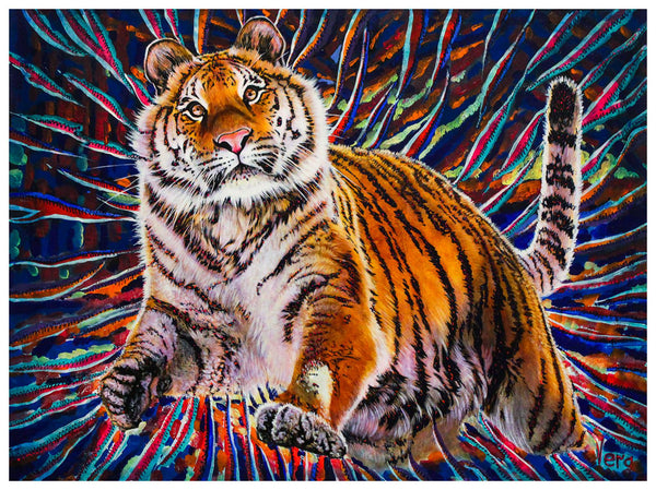 Vera V. Goncharenko- Original Oil on Canvas "Tiger in Action"