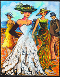 Patricia Govezensky- Original Watercolor "Modeling in the Beach"