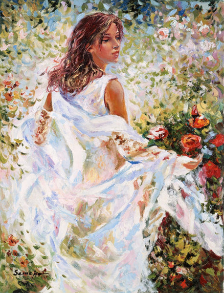 Igor Semeko- Original Giclee on Canvas "Lady in White Dress"
