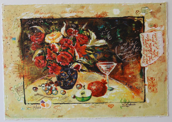 Sergey Kovrigo- Original Serigraph on Paper "Wine and Roses"