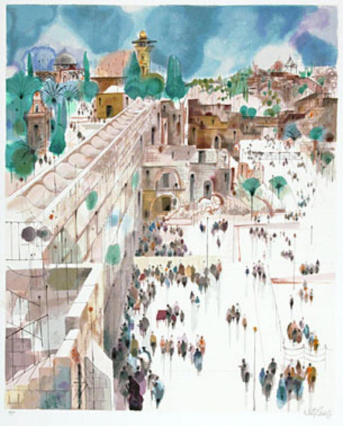 Shmuel Katz- Original Serigraph "View to Mt. Zion"