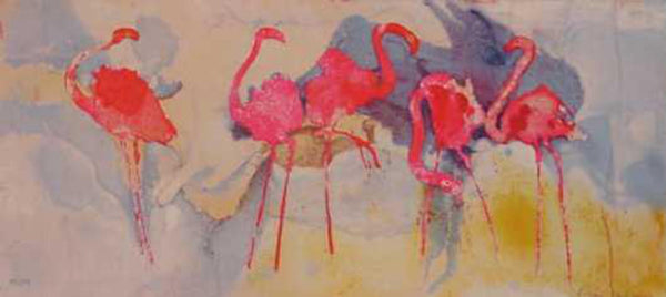 Edwin Salomon- Original Serigraph "Flamingo Fantasia"