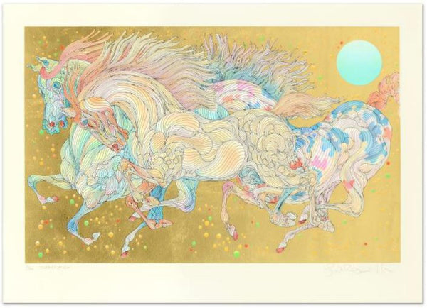Guillaume Azoulay- Serigraph on paper with hand laid gold leaf "Stardust"