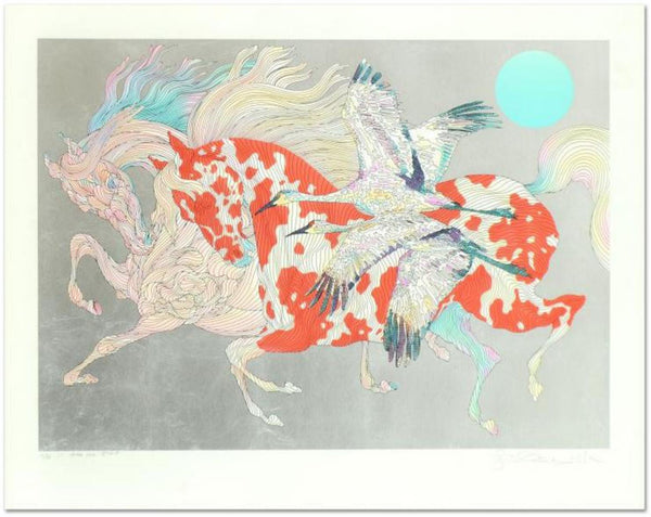Guillaume Azoulay- Serigraph with Hand Laid Silver Leaf "It Takes Two"
